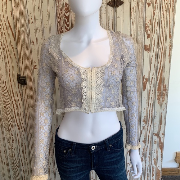 Scrapbook Tops - ANTHROPOLOGIE SCRAPBOOK LACE SHEER CROP TOP